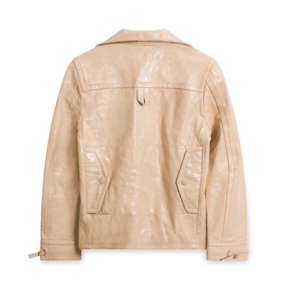 COACH patent leather jacket Sand beige Fireman style NWOT XS - Picture 3 of 3
